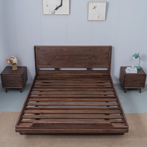 北欧双人床简约现代北美黑胡桃实木床